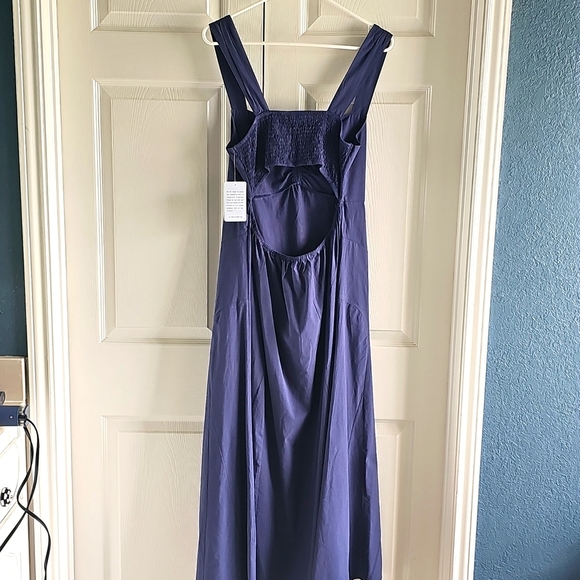 NWT Stitchdrop Bae Shore Sleeveless Midi Dress Flared Smocked Back BLUE Large - Picture 11 of 12